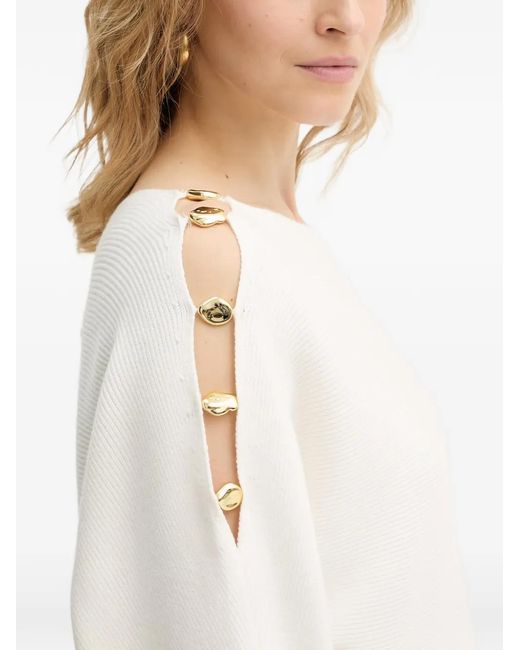 Guess Natural Button-Embellished Ribbed Sweater