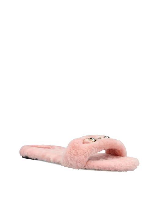 Gucci Pink Horsebit Flat Sandals
