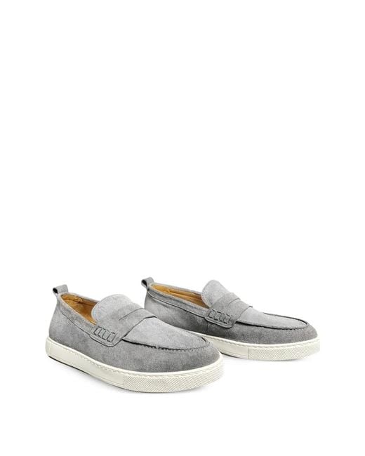 Poche Paris White Suede Loafers for men