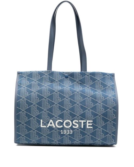 Lacoste Blue L Mono-Jacquard Tote Bag for men