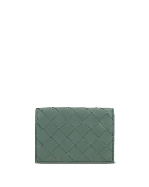 Bottega Veneta Green Intrecciato Leather Cardholder