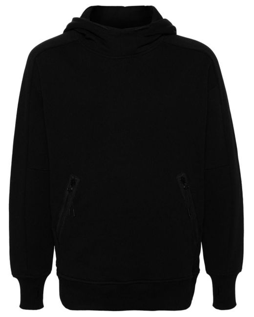 C P Company Black Goggles-detailed Hoodie for men