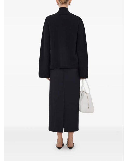 Loulou de Saison Black Gabi Zipped Stand-Collar Cardigan