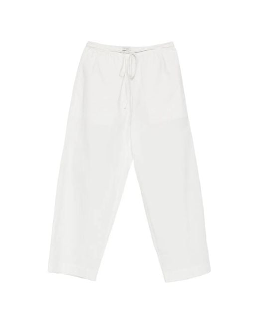 St. Agni White Drawstring-Fastening Cropped Pants