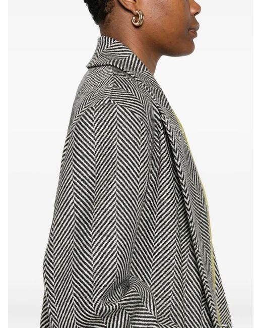 Manteau Croisé À Motif De Chevrons Forte Forte en coloris Gray