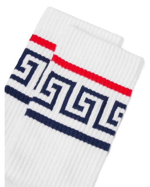 Versace White Cotton Ribbed Socks for men