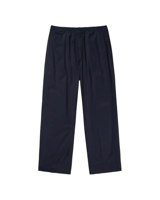 Officine Generale Blue Nilson Drawstring Wide-Leg Trousers for men
