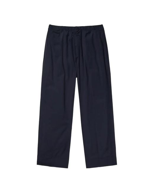 Officine Generale Blue Nilson Drawstring Wide-Leg Trousers for men