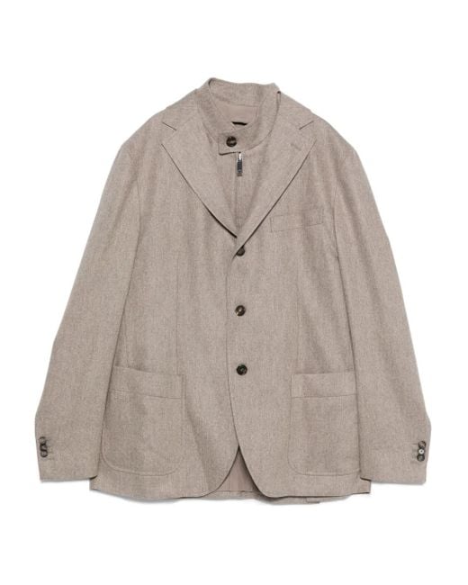 Incotex Gray High-Neck Buttoned Blazer for men