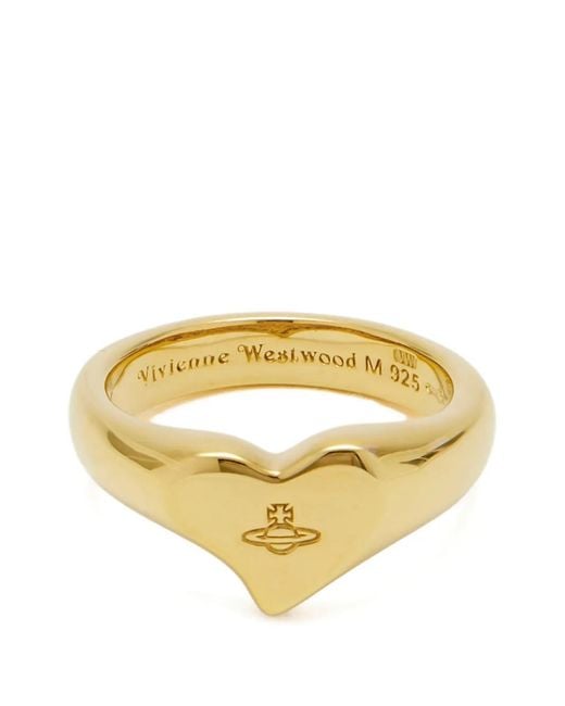 Vivienne Westwood Orb Ring Met Hart in het Metallic