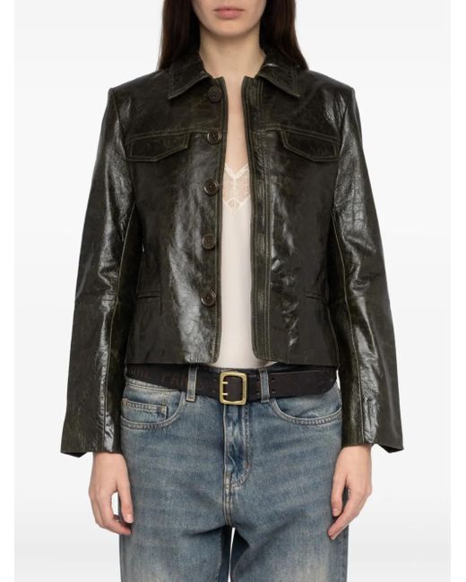Zadig & Voltaire Black Liam Button Leather Jacket