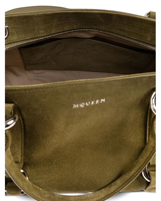 McQueen Green Suede Ring-Detail Tote Bag