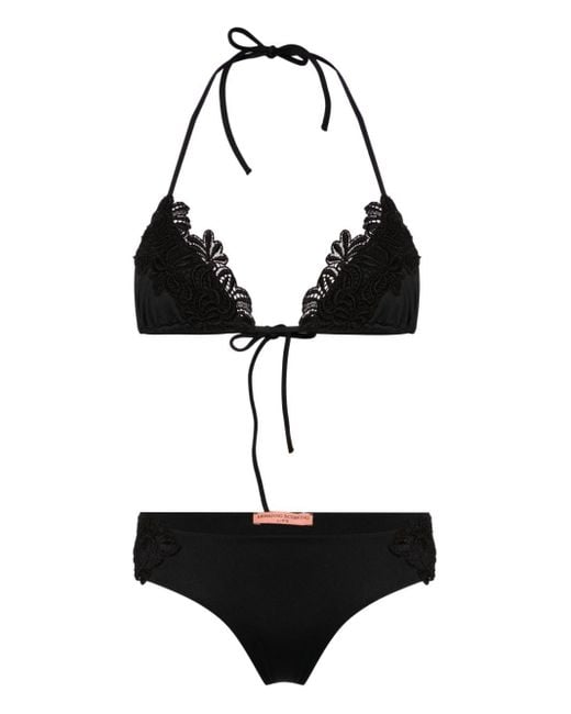 Bikini con motivo floral de ganchillo Ermanno Scervino de color Black