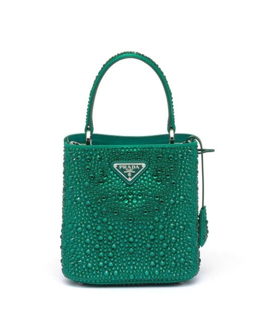 Prada Panier Crystalembellished Tote Bag in Green Lyst