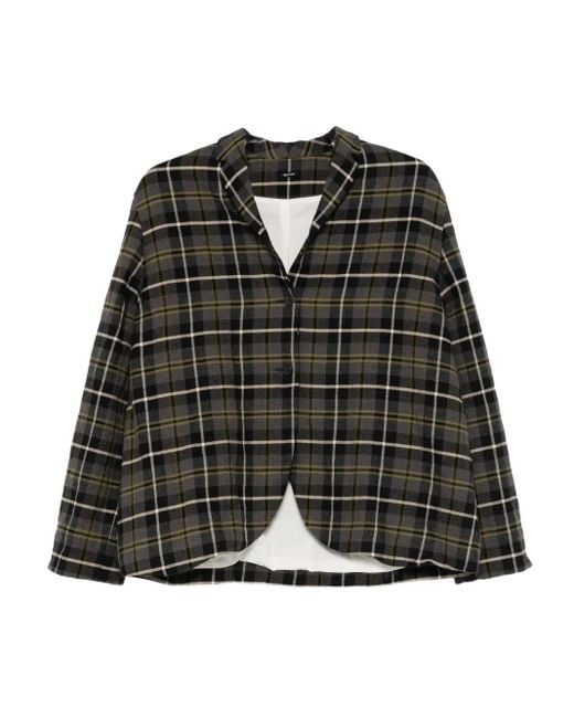 Apuntob Black Plaid Button Jacket