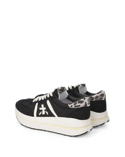 Premiata White Beth Leopard-Print Sneakers