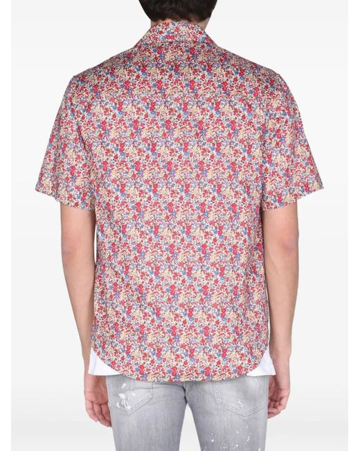 DSquared² Red Floral-Print Shirt for men