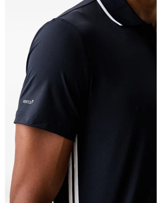 EA7 Blue Logo-Print Side-Stripe Polo Shirt for men