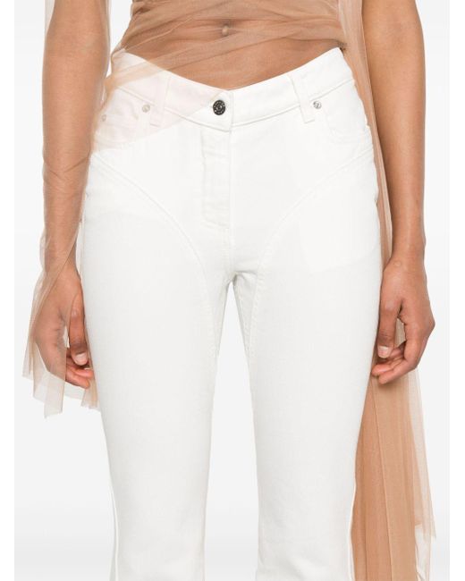 Mugler White Ausgestellte Jeans mit Nahtdetail