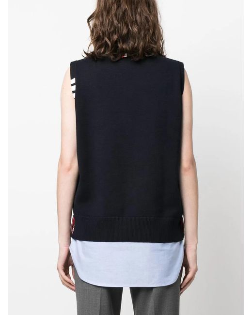 Thom Browne Blue Milano Stitch Shirt Vest Combo