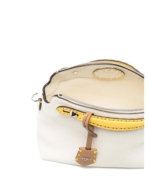 Fendi White Medium By The Way Selleria Leather Tote Bag