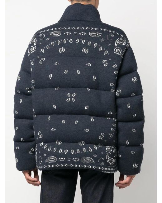 Alanui Blue Bandana Jacquard Puffer Jacket for men