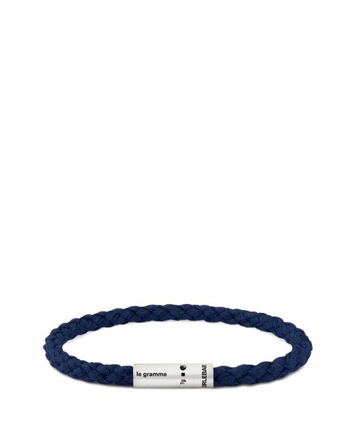 Le Gramme Blue X Orlebar Le 7G Cable Engraved-Logo Bracelet