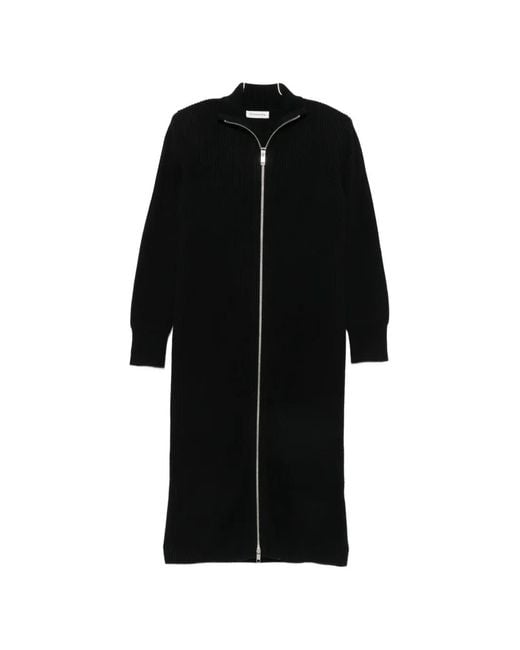 Frankie Shop Black Ribbed-Knit Zip-Up Coat