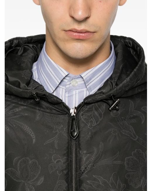 Etro Black Paisley-Print Hooded Jacket for men