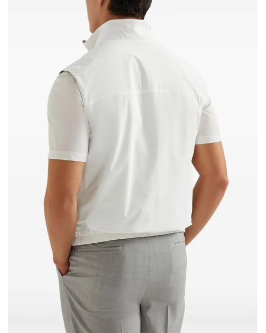 Brunello Cucinelli White Sleeveless Jacket for men