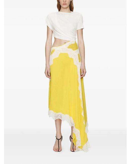 Christopher Esber Yellow Verve Twisted Lace Tee Dress
