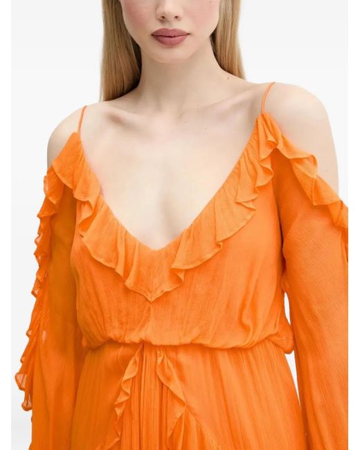 Desigual Orange Robe Courte À Volants