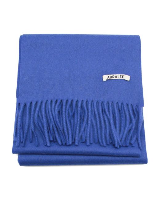 Auralee Blue Fringed Scarf for men