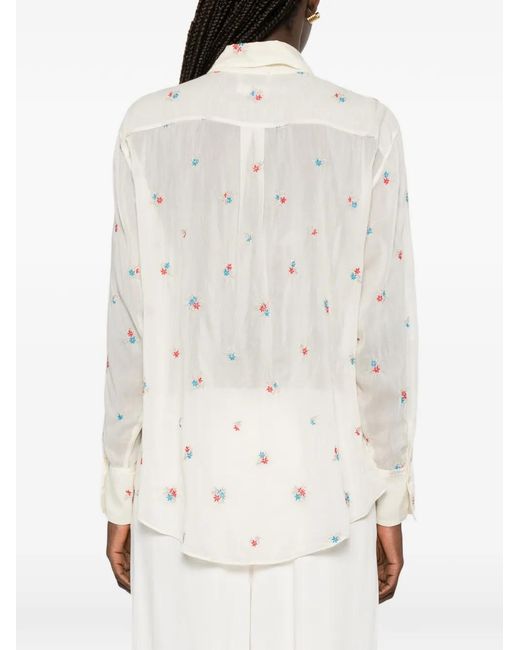 Forte_forte White Embroidered-Floral Buttoned Shirt
