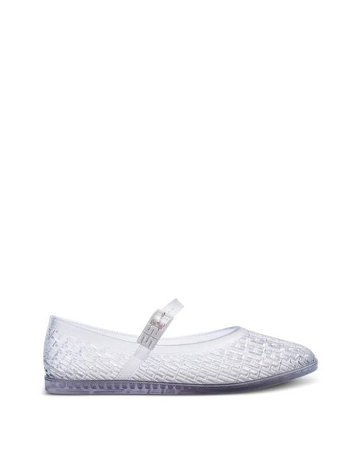 Melissa White Harper Buckle-Strap Ballet Flats