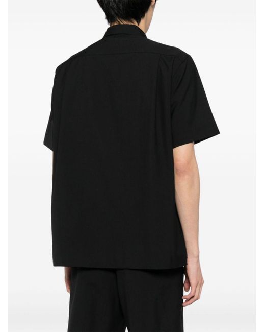 Sacai Black Wool-blend Short-sleeve Shirt for men