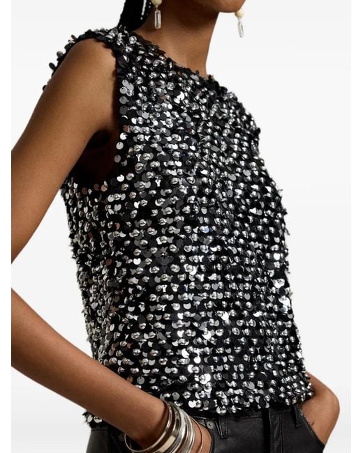 Polo Ralph Lauren Black Sequin-Embellished Tank Top