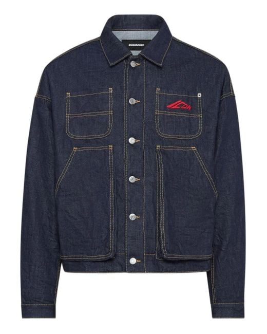 DSquared² Blue Logo-Embroidered Denim Jacket for men