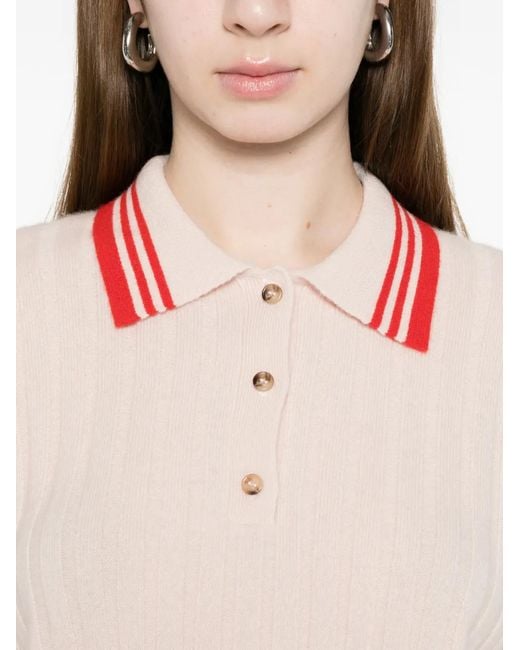 Soft Goat Pink Striped Polo Top