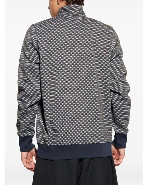 Paul Smith Gray Geometric-Pattern Half-Zip Sweatshirt for men
