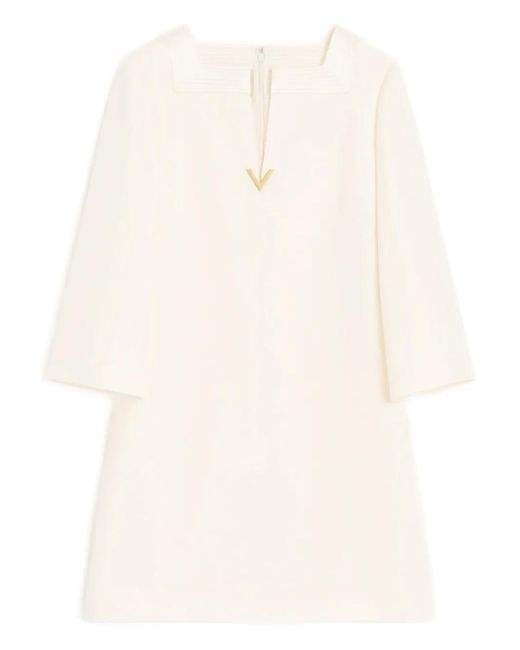 Valentino Garavani White Mini V-Logo-Detail Dress
