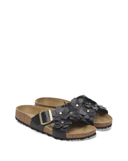 Birkenstock Black Siena Flower-Embellished Sandals