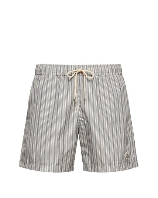 Moncler Gray Striped Drawstring Shorts for men