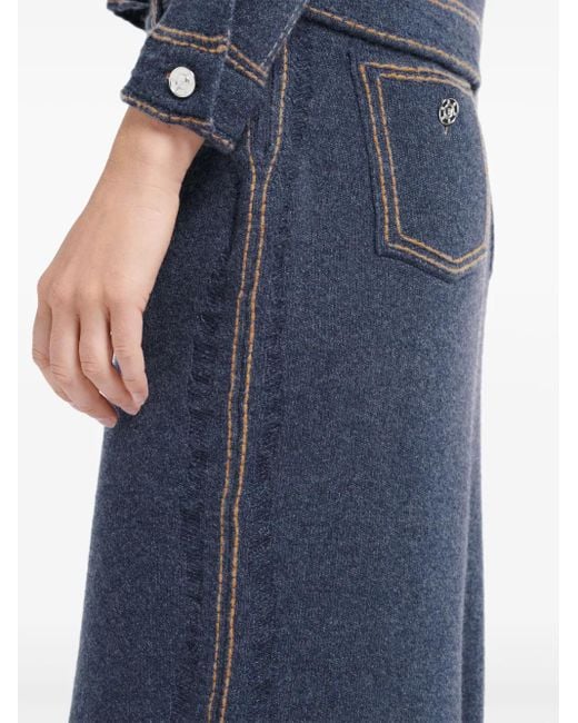 Barrie Blue Knitted Midi Skirt