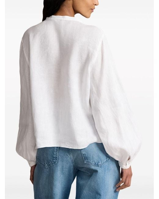 Blusa con scollo a V di Polo Ralph Lauren in White