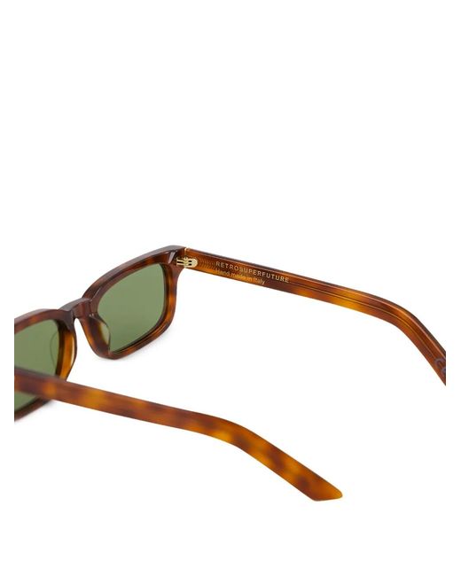 Retrosuperfuture Green Gesto Havana Diversa Rectangle-Frame Sunglasses