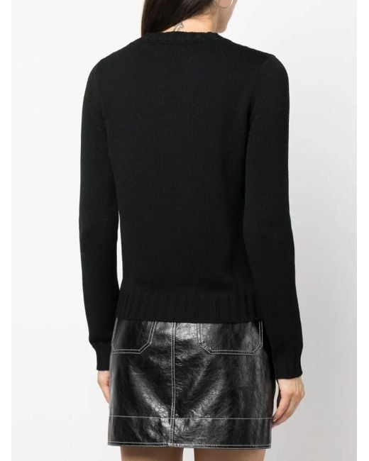 Dondup Black Logo-Patch Round-Neck Jumper
