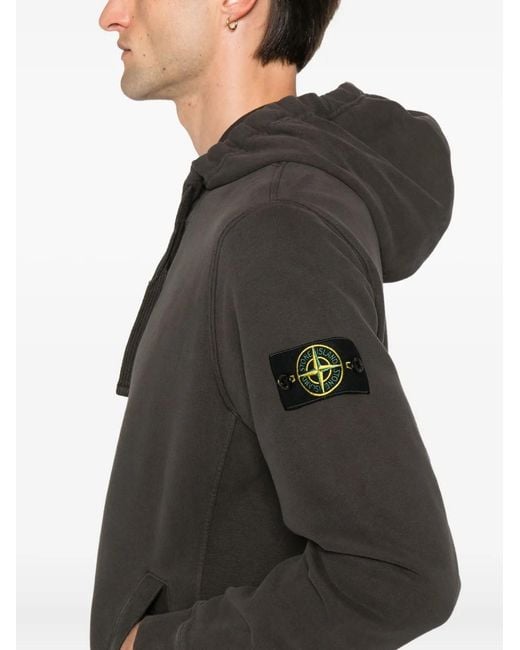 Stone Island Black Zip-Up Hoodie for men