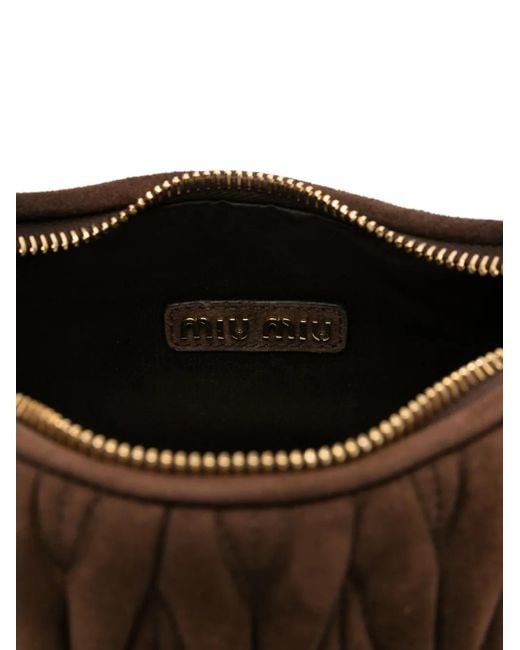 Bolso shopper Wander de matelassé Miu Miu de color Brown