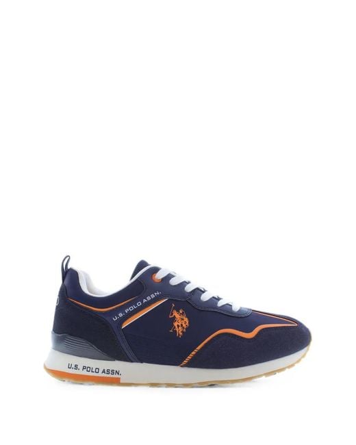 U.S. POLO ASSN. Blue Logo-Embroidered Panelled Sneakers for men